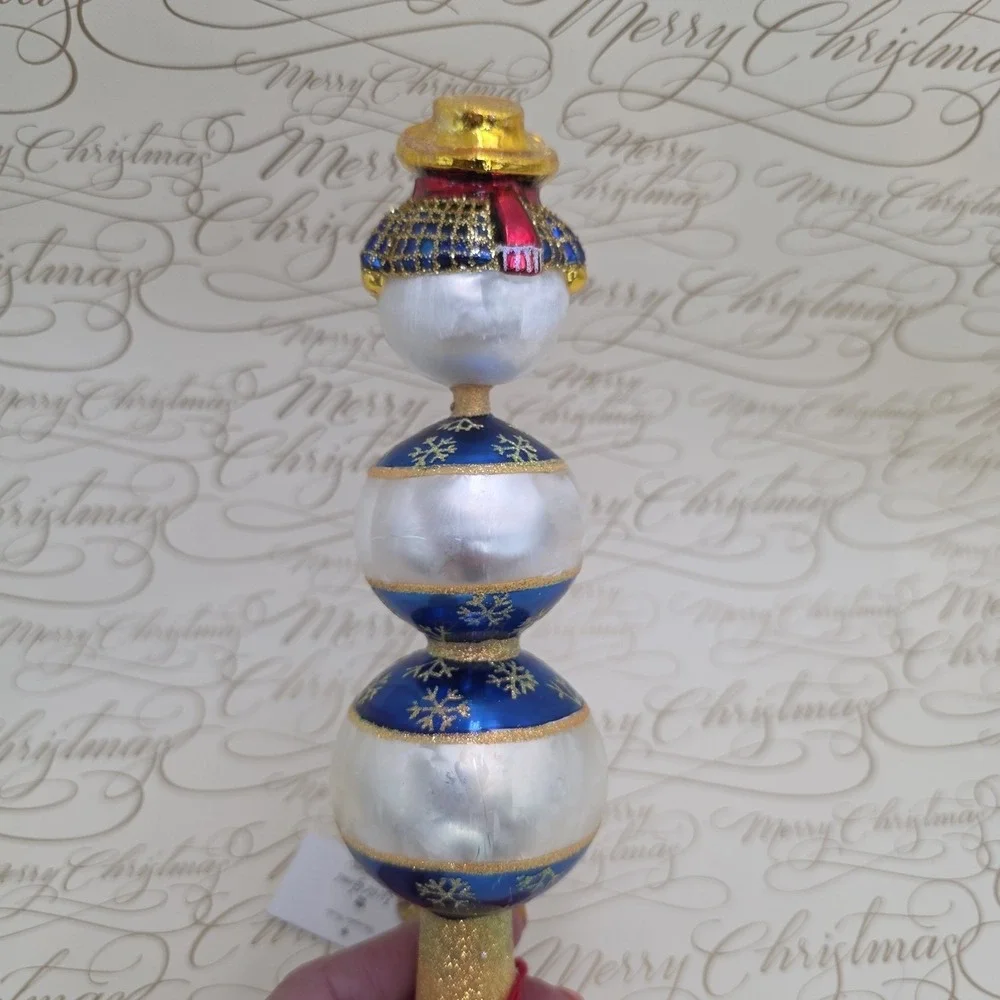 Christopher Radko Chilly Ball Gem Finial Reflector Snowman Poland 2005 8.5